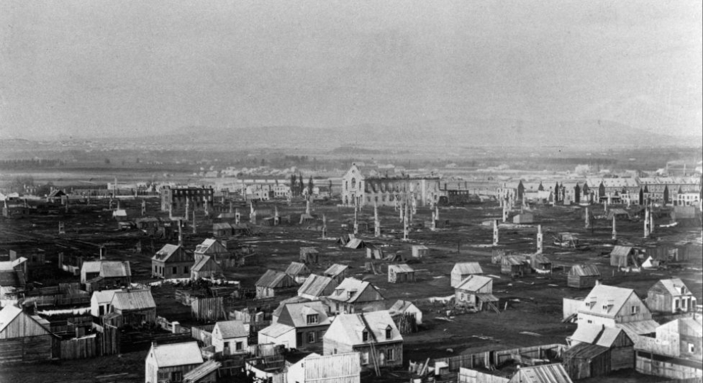 Octobre 1866 : Saint-Sauveur br&ucirc;le